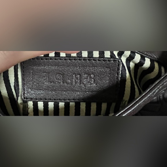 L.A.M.B. Dorset Chocolate Brown Leather Clutch with Faux Snakeskin - Picture 11 of 14